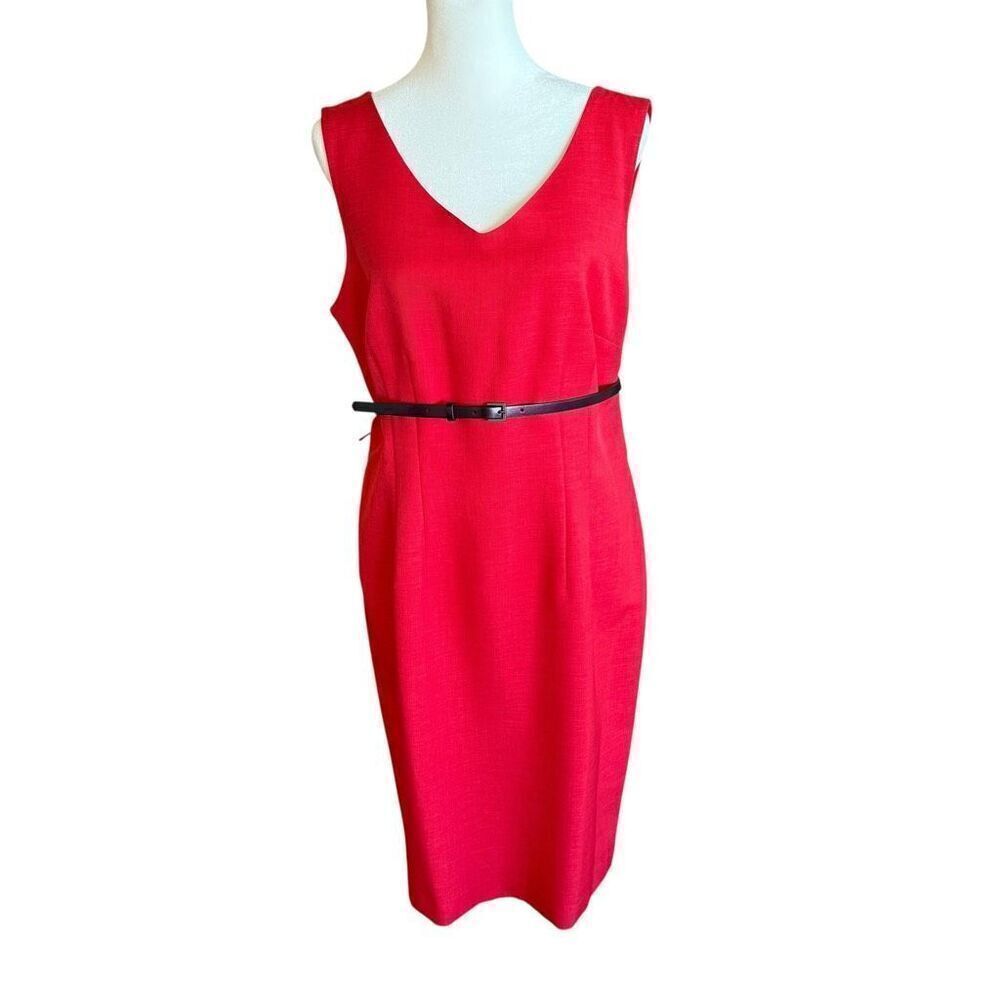 Black Label by Evan Picone red shift dress with belt size 12 new with tags